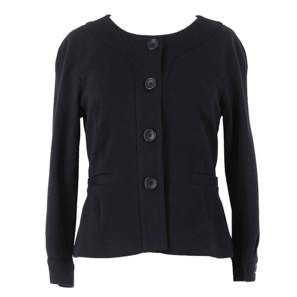 Theory Sz S Black Heavy Knit Lined Viscose Polyamide Blazer Jacket - Picture 1 of 6